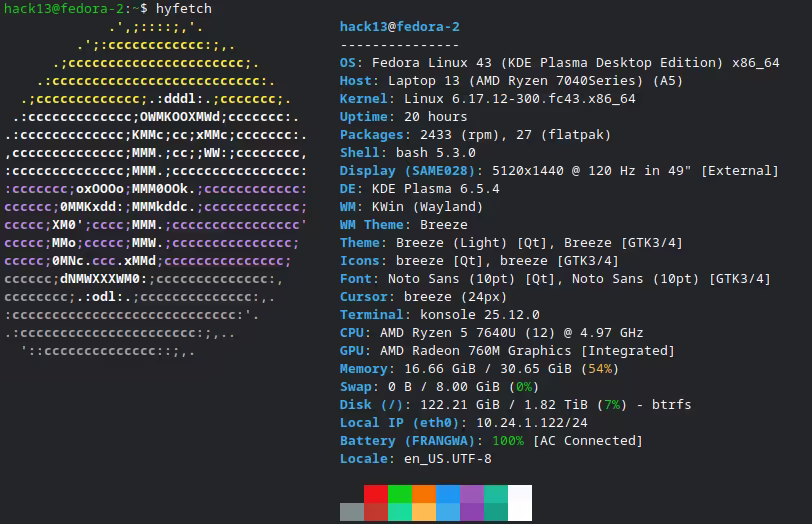 Hyfetch of my Framework Laptop